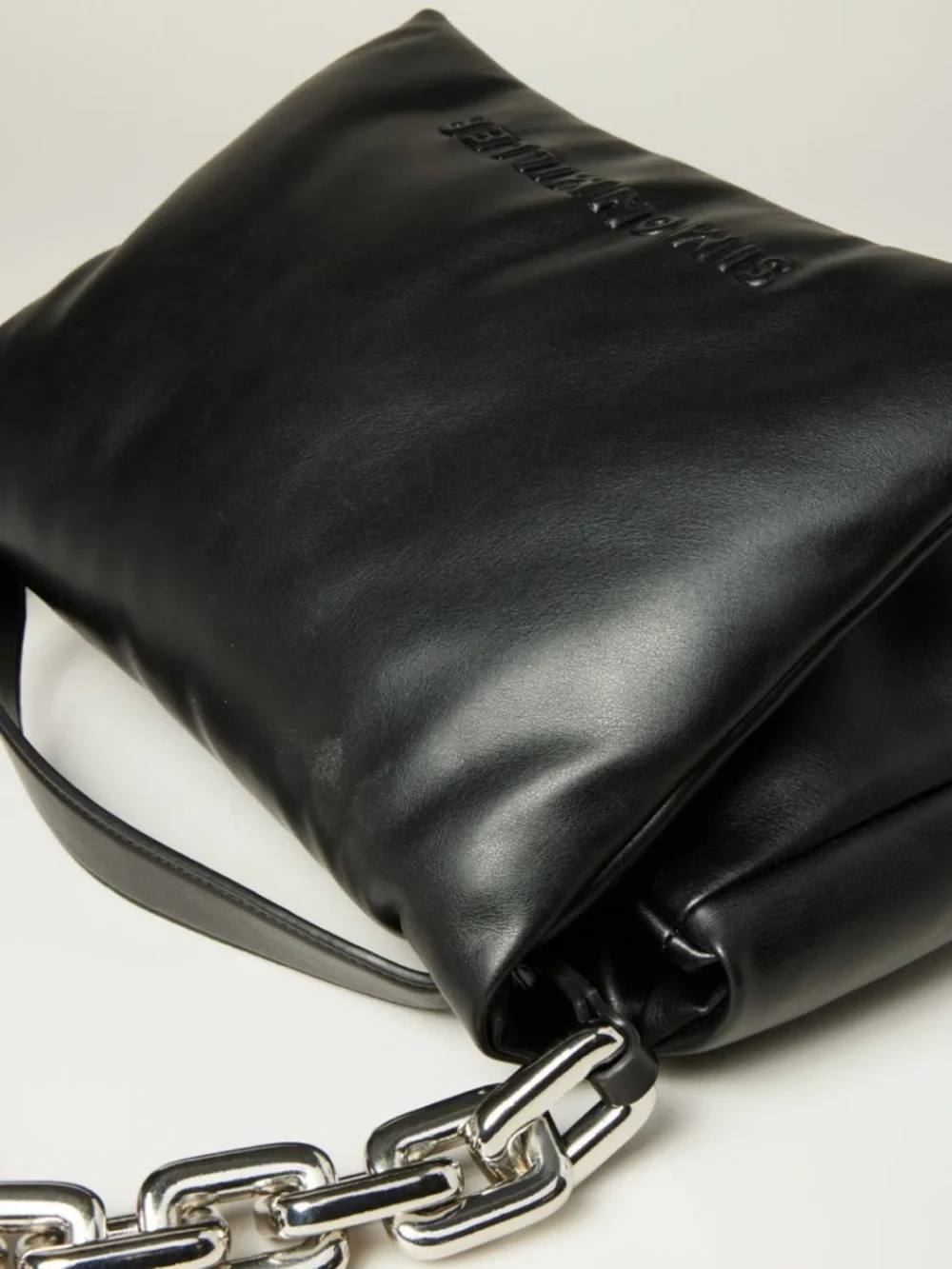 Linked Turnover Black Faux Leather Shoulder Bag - Picture 3 of 5